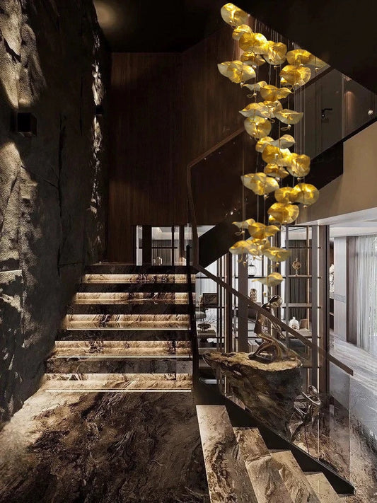 Brass lotus leaf Chandelier