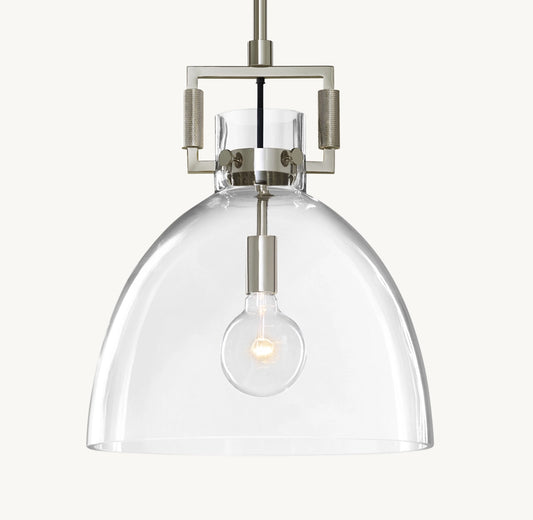 Brass Machinist Glass Cloche Kitchen Pendant Light