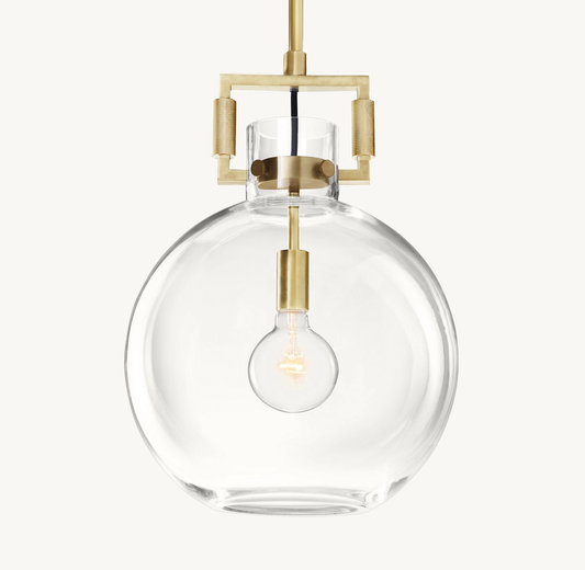 Brass Machinist Glass Globe Kitchen Pendant Light