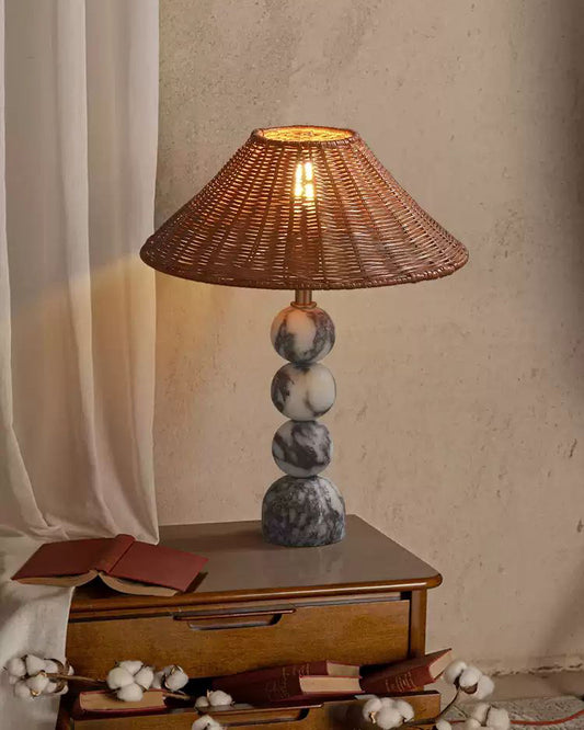 Marble Rattan Table Lamp