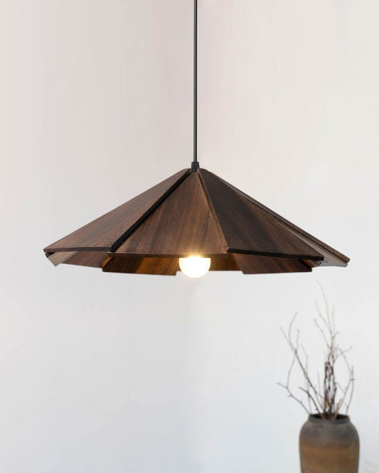 Fan-Leaf Walnut Pendant Light