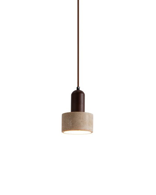 Travertine Small Pendant Light-Wood