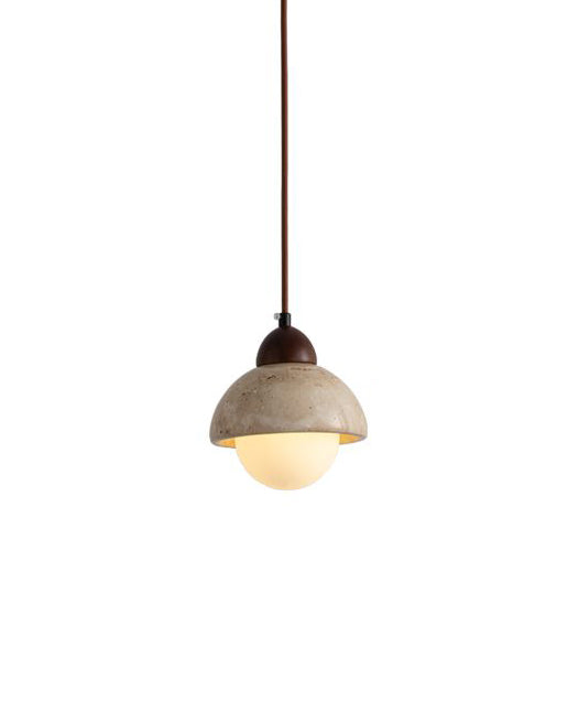 Travertine Small Pendant Light-Wood