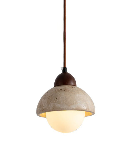 Travertine glass Pendant Light-Wood