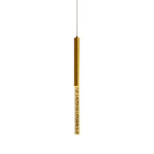 Glass Column Brass Pendant